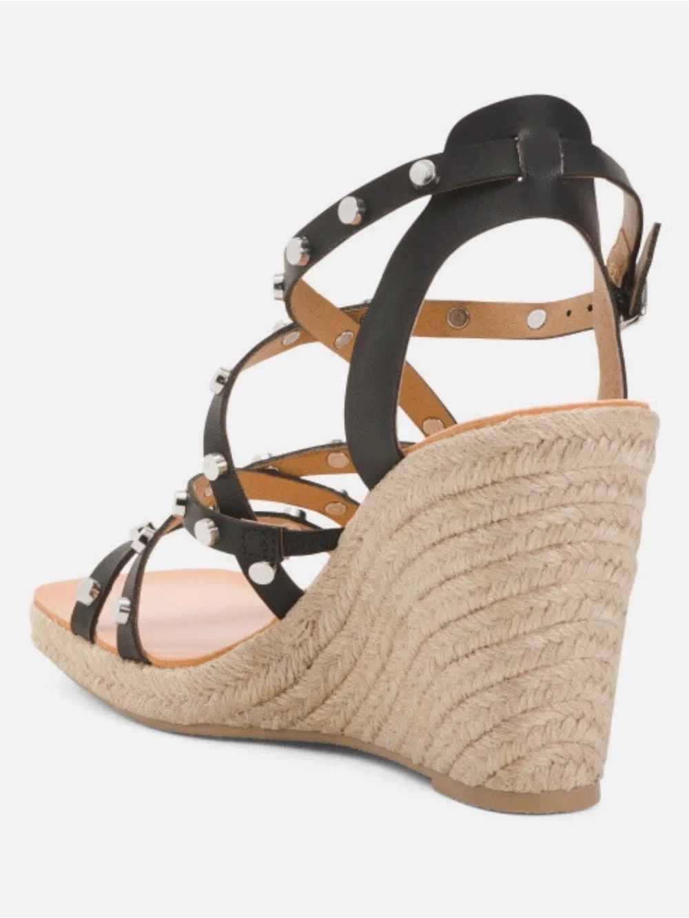 Dolce Vita Black Studded Straps Espadrille Wedge Sandal Size 8